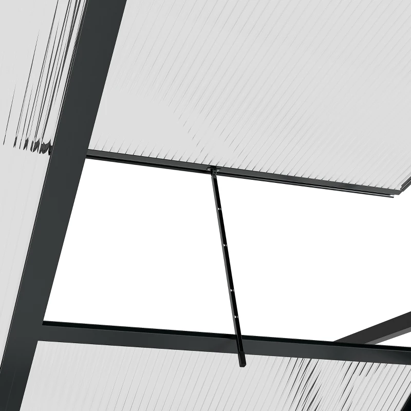 Outsunny Gewächshaus Treibhaus Frühbeet, Dachfenster, begehbar, verzinkter Sockel, wetterbeständig, 190 cm x 132 cm x 201cm, Grau