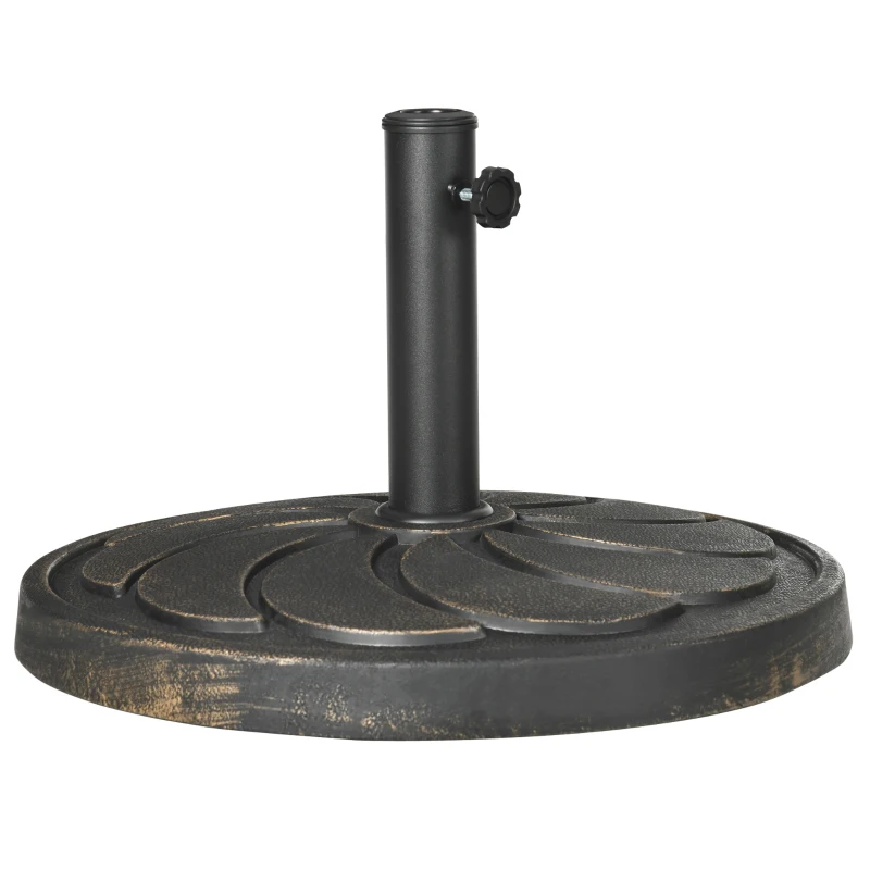 Outsunny 18kg Resin Garden Parasol Base, Round Outdoor Market Umbrella Stand Weight for Poles of Φ38mm to Φ48mm, Bronze