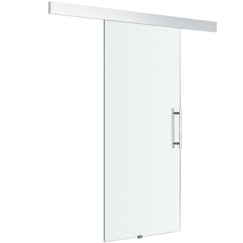 HOMCOM Porta Scorrevole Interna in Vetro Smerigliato con Binario B1 e Maniglia per Bagno Cucina Studio Vetro 205x 102.5x 0,8cm