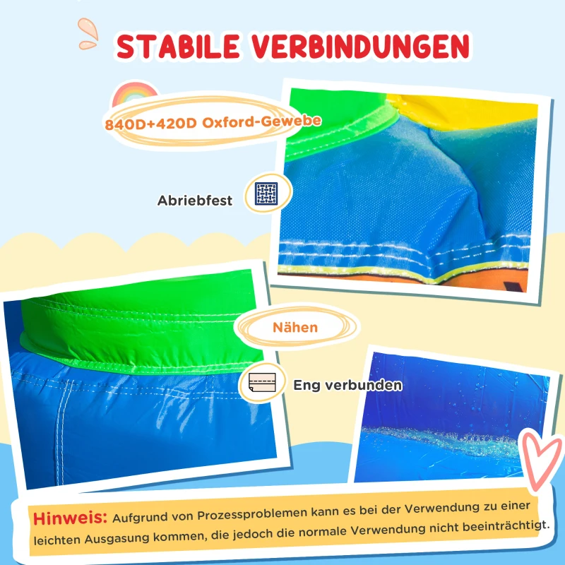 HOMCOM Hüpfburg mit Rutsche und Sicherheitsnetz, bis 100 kg, 3-10 Jahre, 300x180x160cm