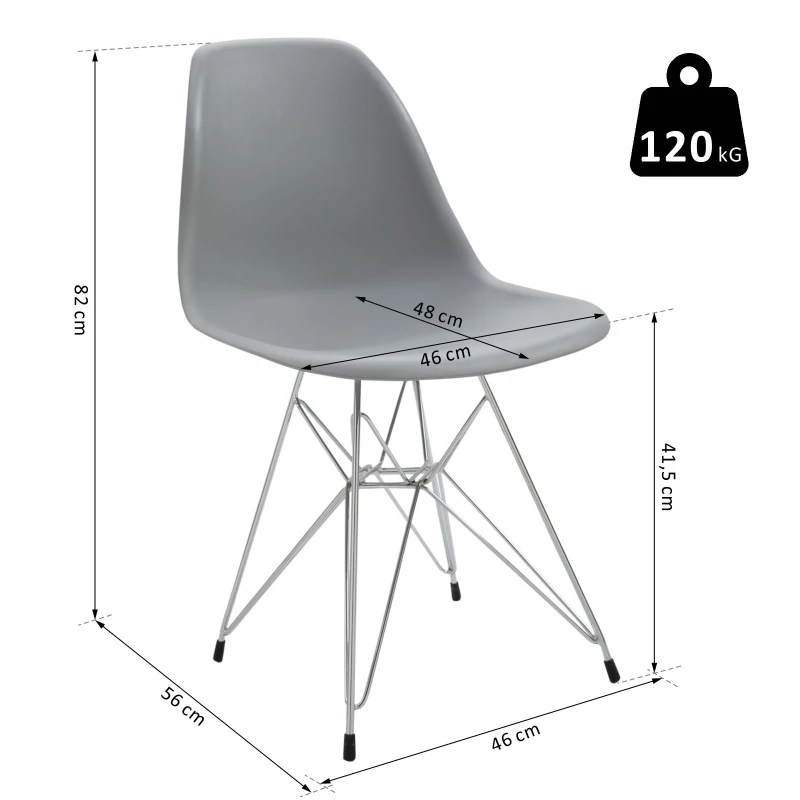 Lot de 2 chaises design néo-rétro Eiffel piètement métal assise dossier polypropylène