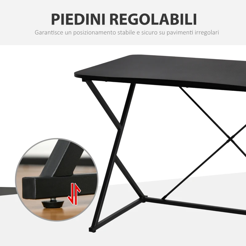 HOMCOM Scrivania per Camera e Ufficio Compatta e Salvaspazio, Scrivania Moderna in Metallo e MDF 100x60x75.5cm Nero
