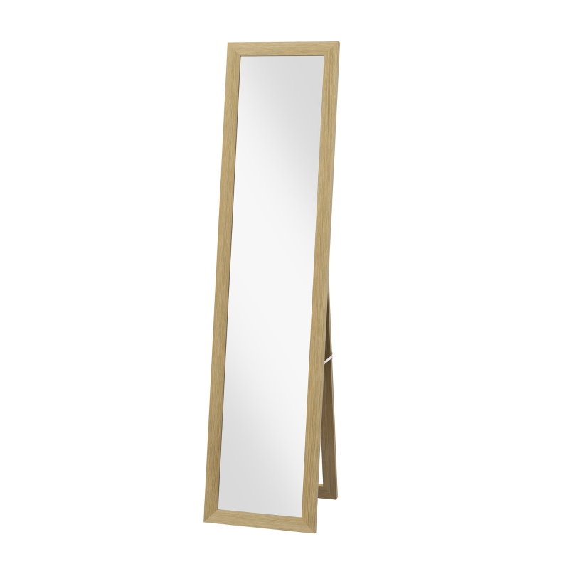 HOMCOM Specchio con Cornice in MDF con Piedini e Ganci per Utilizzo a Muro o a Parete, 37x40x155 cm