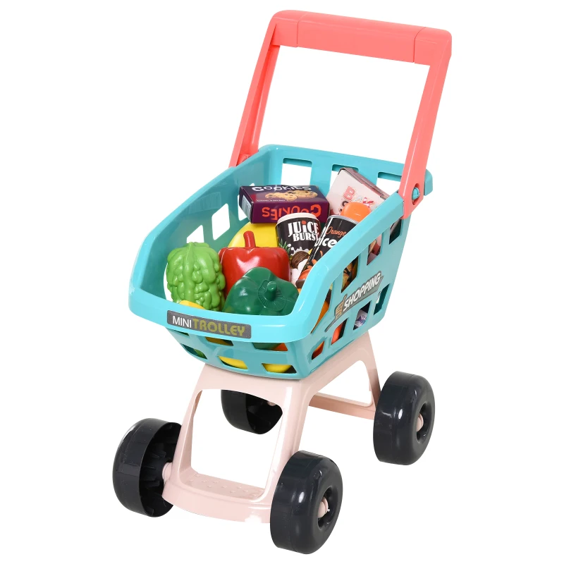 HOMCOM Supermercato Giocattolo per Bambini con 52 Accessori, Carrello della Spesa e Cassa