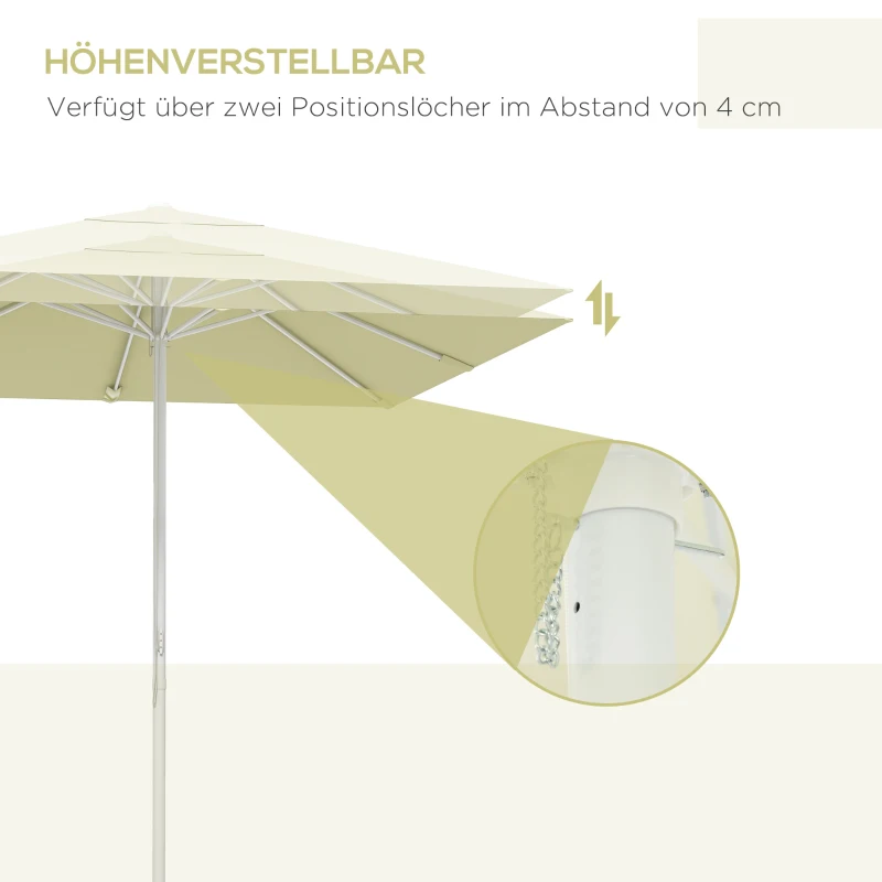 Outsunny Gartenschirm, Sonnenschirm, Seilzug, höhenverstellbar, Aluminiumgestell, 2,5 x 2,5 x 2,5m, Beige/Weiß