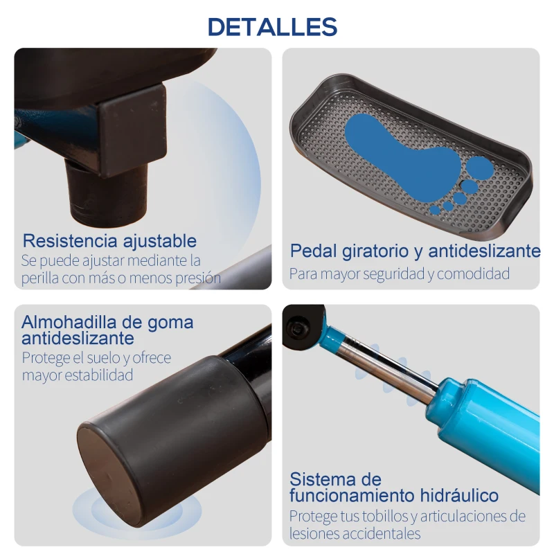 HOMCOM Stepper Fitness con Manillar Altura Ajustable Pantalla LCD Cintas y Pedales Antideslizantes 55x53x118-128 cm Negro