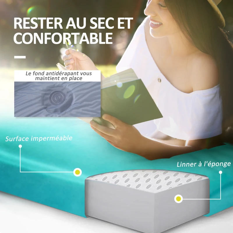 Outsunny Matelas de camping 2 personnes autogonflant avec oreiller et sac de transport - Ultra léger pour Camping, Randonnée