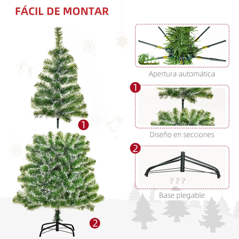 HOMCOM Árbol de Navidad Artificial de 150 cm con 416 Ramas Decoración Navideña para Interior Fiestas Ø75x150 cm Verde