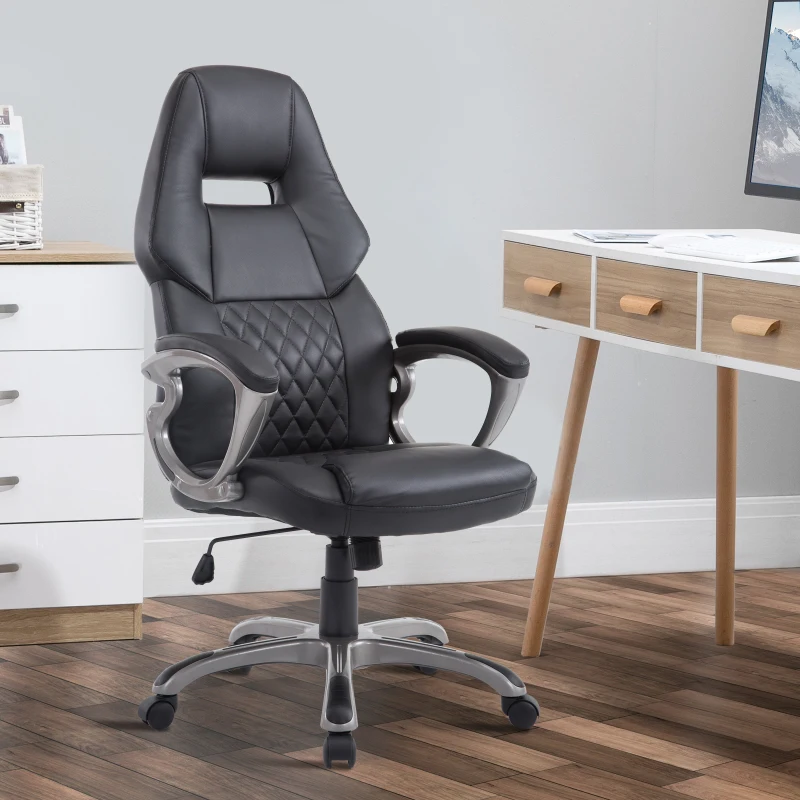 HOMCOM Racing Gaming Sports Chair Swivel Desk Chair Executive Leather Office Chair Computer PC chairs Height Adjustable Armchair