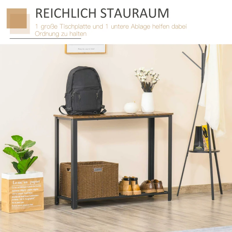 HOMCOM Konsolentisch, Sideboard, Beistelltisch mit Gitterablage, Industrie-Stil, Metall, 101 x 35 x 80 cm