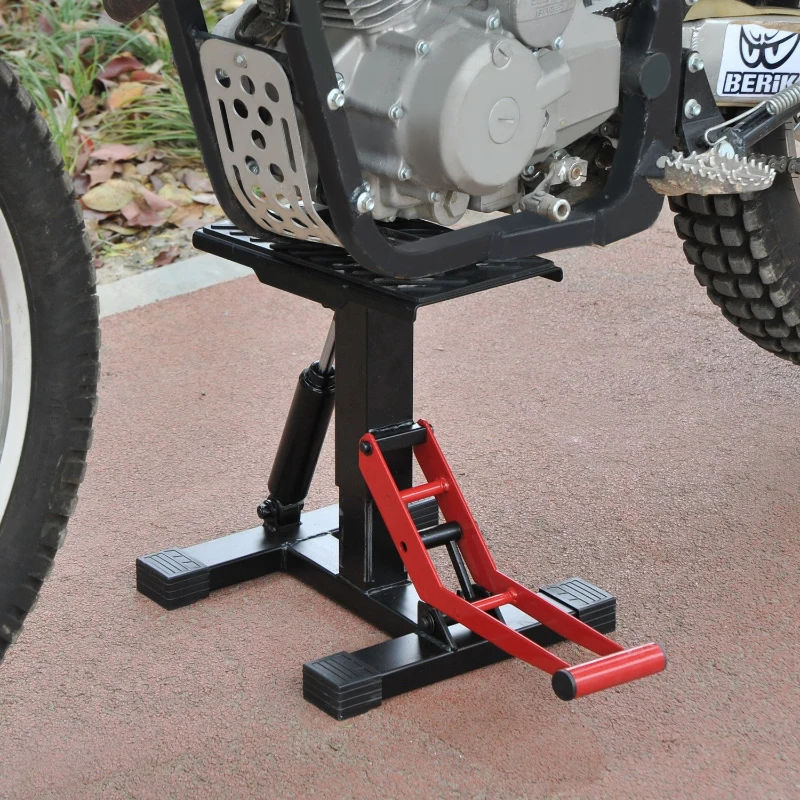HOMCOM Caballete Elevador Universal Altura Ajustable 245-355 mm para Moto tipo Soporte de Motocross para Aparcar o Reparar Amortiguamiento Acero