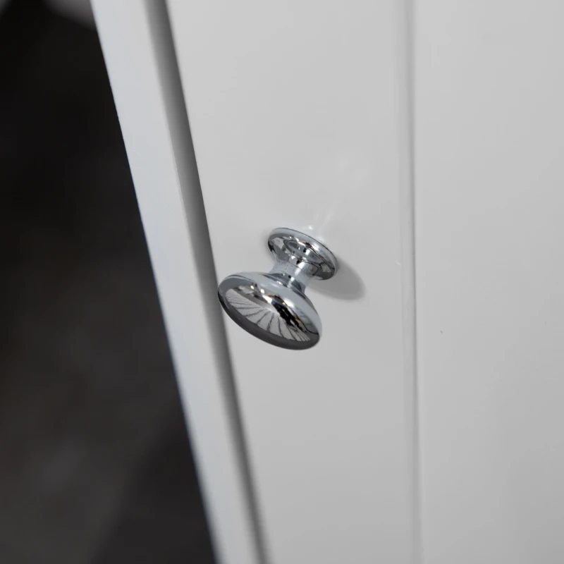 kleankin Columna de Baño con 3 Compartimientos Puerta y Estantes Ajustables para Ducha Aseo 34x23x165 cm Blanco