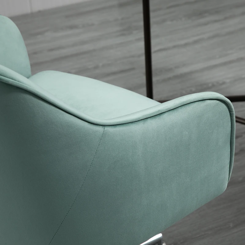 Vinsetto Schreibtischstuhl mit Knopfheftung, höhenverstellbar, Wippfunktion, Samtoptik, 61 cm x 59 cm x 90,5 cm, Türkis