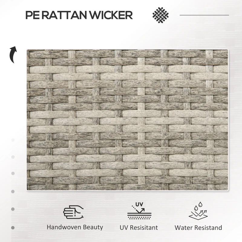 Outsunny Two-Seat Rattan Chair, with Middle Table - Light Grey