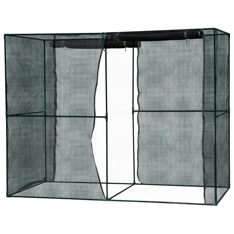 Outsunny Serre de Jardin Serre à tomates Filet Protection Solaire Anti-UV ombrage 50-60% 2 Portes zippées enroulables Acier HDPE Vert foncé Noir