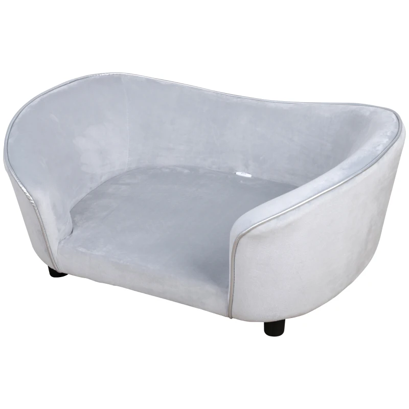 PawHut Canapé Chien Chat sur Pied Style Moderne Coussin d'assise Amovible Lavable Grand Confort 78,5 x 57 x 35,5 cm Gris