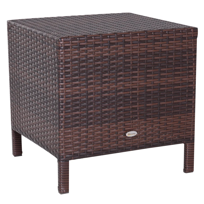 Outsunny Set 3 Tavolini da Giardino in Rattan 40x40x40cm, 50x47x50cm, 60x54x60cm Marrone