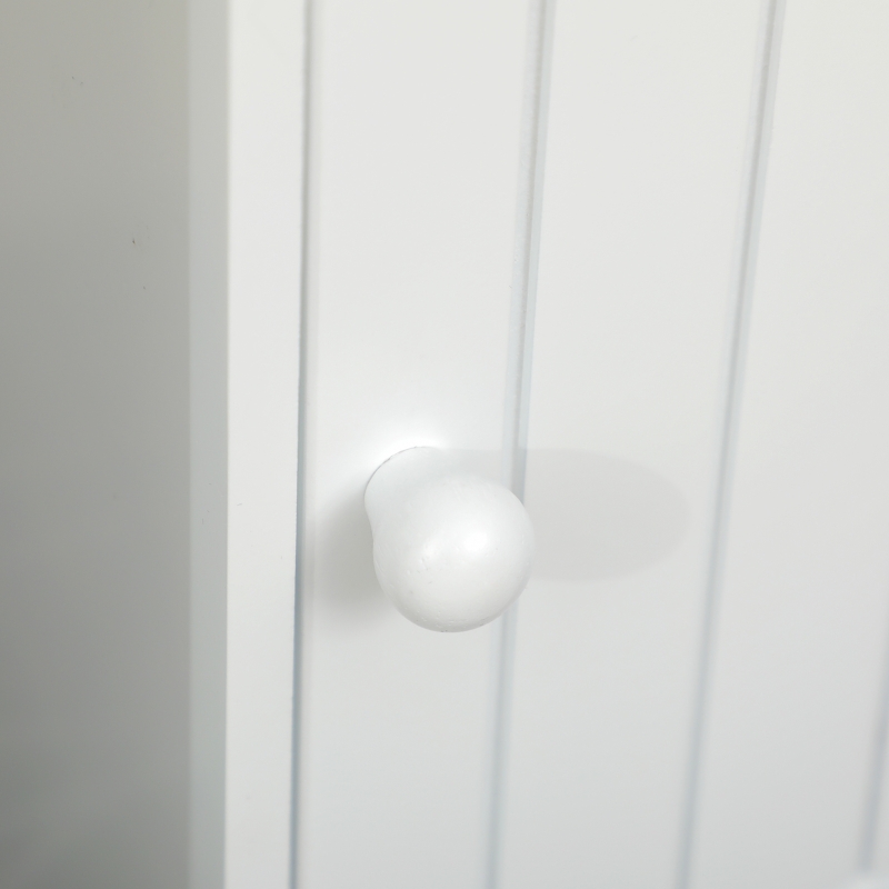 kleankin Mobiletto da Bagno in MDF Bianco con Armadietto e Spazio per Carta Igienica, 19x15x56 cm