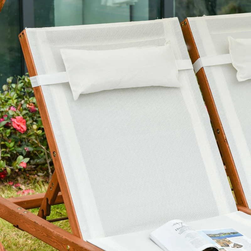 Outsunny Lettino Prendisole Chaise Longue, Sdraio da Giardino 2 Posti con Schienale Reclinabile 3 Livelli, Tetto e Cuscini, 210x155x175cm Beige