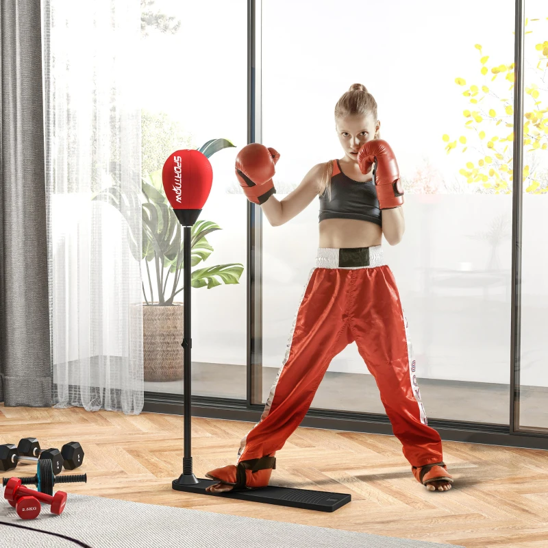 SPORTNOW Sac de frappe vitesse autoportant punching ball hauteur réglable 70-105 cm avec gants et pompe à main