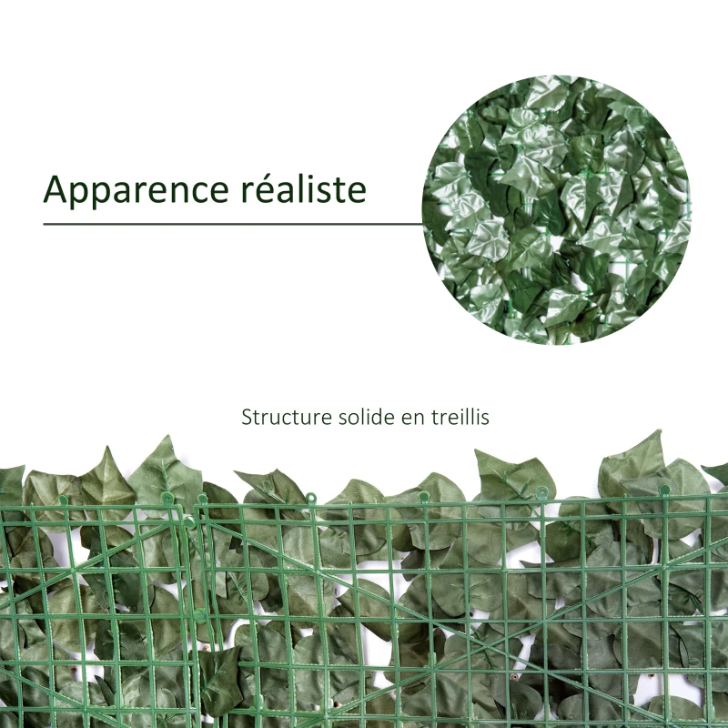 Outsunny Haie Artificielle Brise-Vue décoration Rouleau 3L x 1,5H m Feuillage réaliste Anti-UV Vert