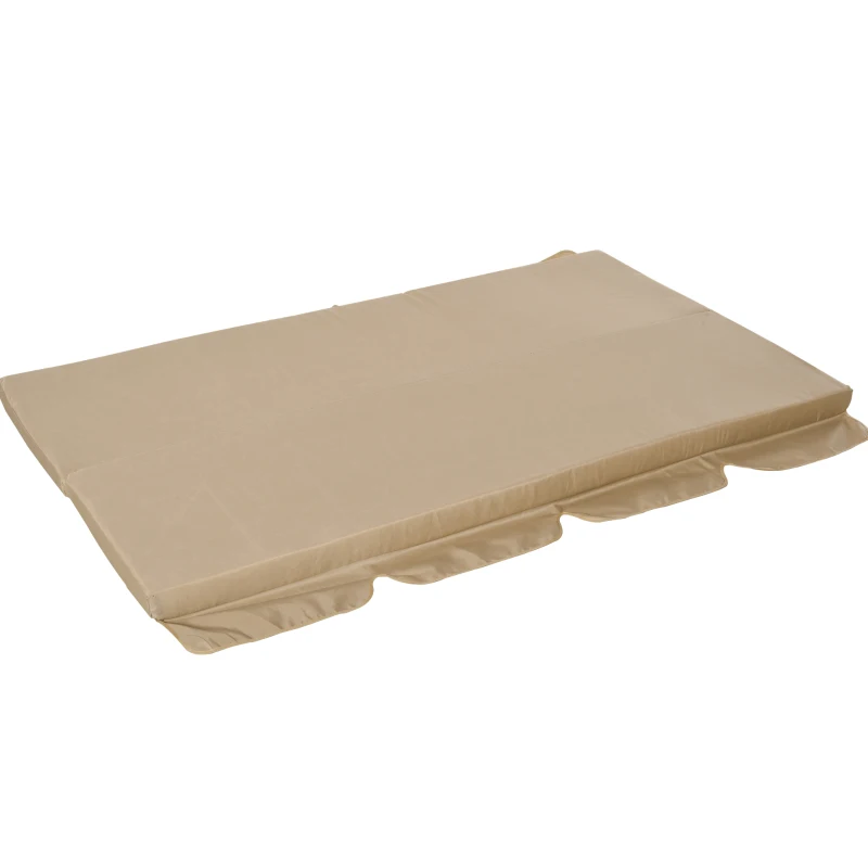 Outsunny Dondolo 3 Posti da Giardino Convertibile in Lettino con Gazebo, con Zanzariera e Cuscini, 257x175x240cm Cachi