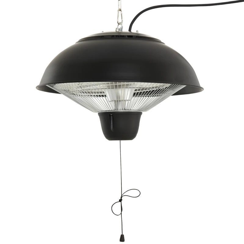 Outsunny Deckenheizstrahler Heizstrahler Balkonheizer Zeltheizer Heizpilz Terrassenstrahler InfrarotDecke Heizgerät Infrarotstrahler Wärmestrahler Quarzstrahler 1500W Schwarz Ø40,5 x 30,7 cm