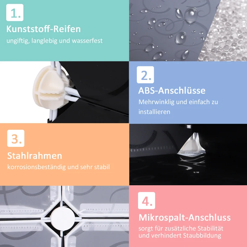 HOMCOM Schuhboxen 16er Set Schuhkarton stapelbar Schuhorganizer Schuhaufbewahrung Aufbewahrungsboxen Regalsystem mit Tür, Schwarz + Weiß