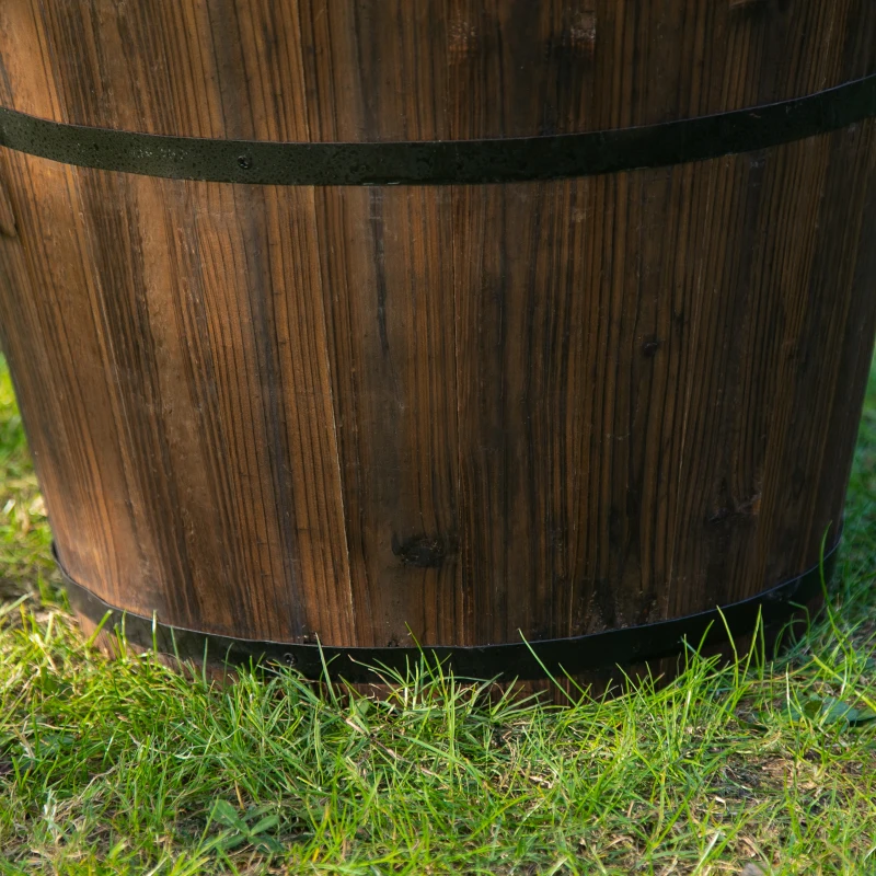 Outsunny Set di 3 Vasi Secchielli per Piante Fiori , Set Vasi da Esterno in Legno di Diverse Dimensioni