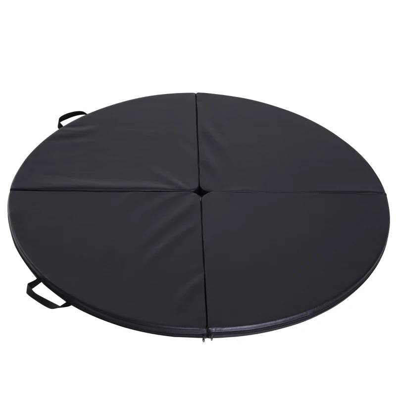HOMCOM Tappeto per Pole Dance Ballo Ginnastica Antiscivolo Pieghevole per Casa Palestra in PVC EPE Nero Ф150x5cm