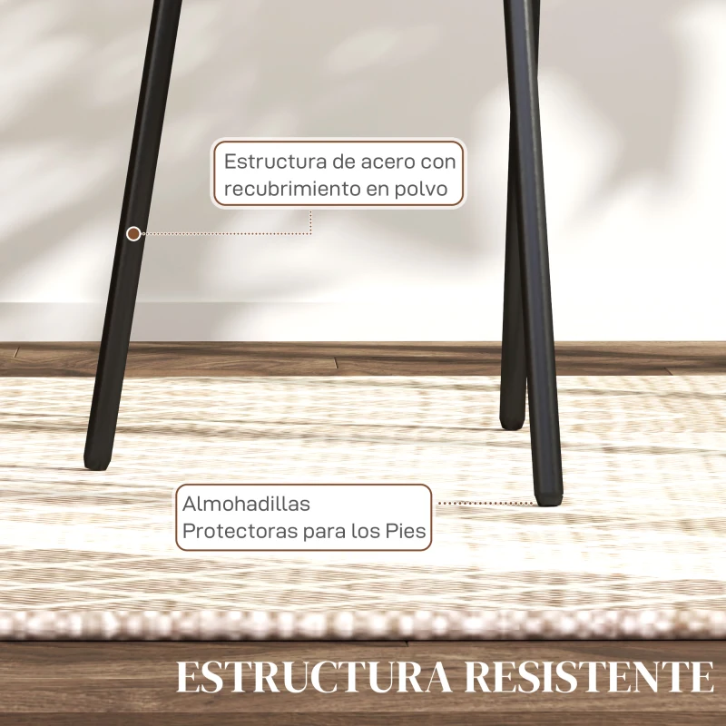 HOMCOM Pack de 2 Sillas de Comedor con Respaldo de Ratán Sintético y Marco de Acero para Salón 44x54x87 cm Rosa y Negro