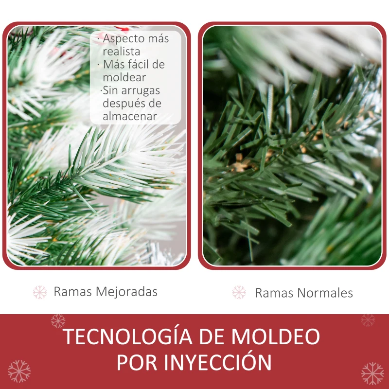 HOMCOM Árbol de Navidad Artificial 150 cm con 41 Bayas 554 Ramas PE Tridente PVC Base Plegable y Soporte Metálico Decoración Navideña para Interiores Verde