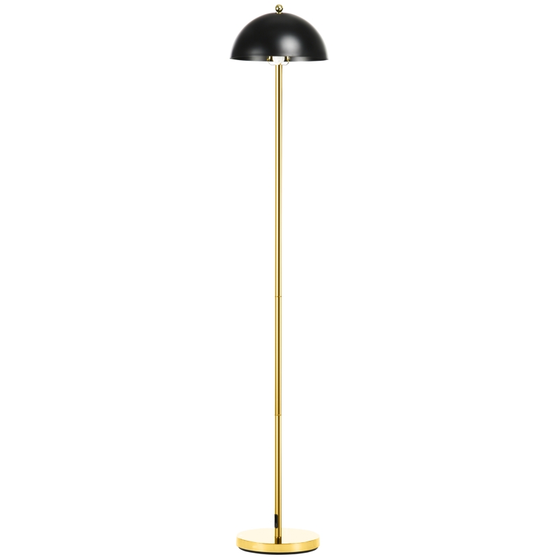 HOMCOM Stehleuchte im Vintage-Design, Standleuchte. E 27, 40 W, Fußschalter, Gold + Schwarz