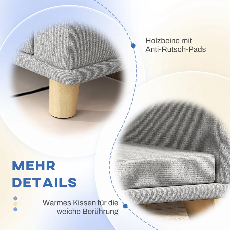 PawHut Hundesofa für große Hunde bis 30 kg, gepolsterte, Kiefernholzbeine, 98 x 67 x 25 cm, Grau(m-6)