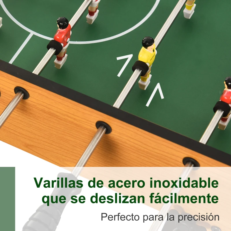 HOMCOM Futbolín con 22 Jugadores Juego de Mesa de Fútbol para Niños y Adultos con 2 Marcadores 98x42x62,5 cm Natural y Negro