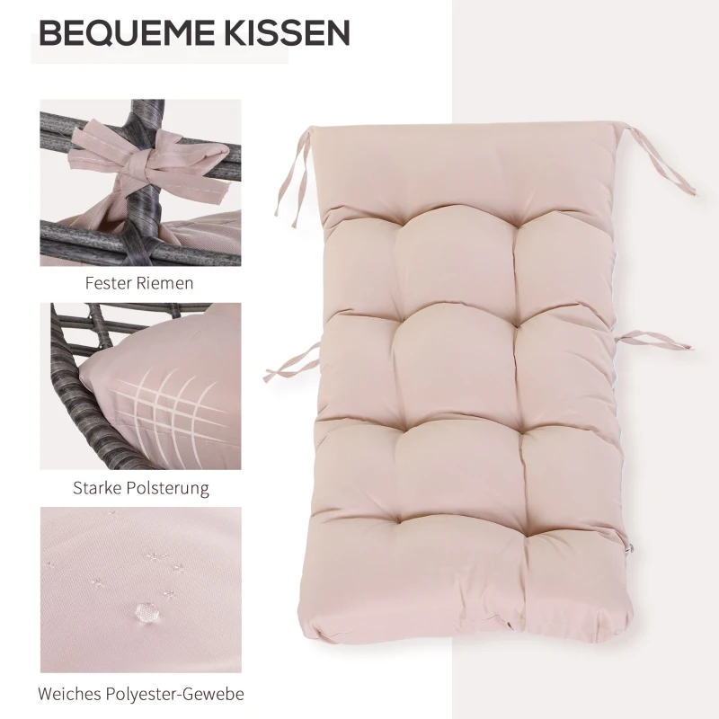 Outsunny Rattansessel mit Polsterauflage, Rattansessel, Out-doormöbel, Grau + Rosa