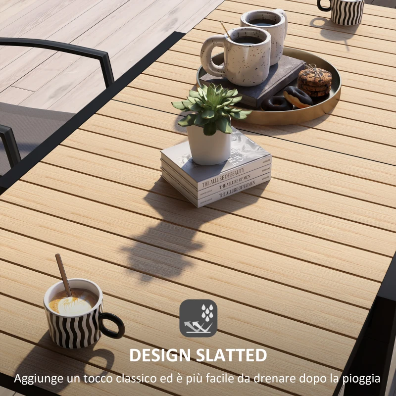 Outsunny Tavolo da Giardino Allungabile per 4-6 Persone con Piano a Doghe, in Alluminio, 81/162x80x75 cm, Giallo