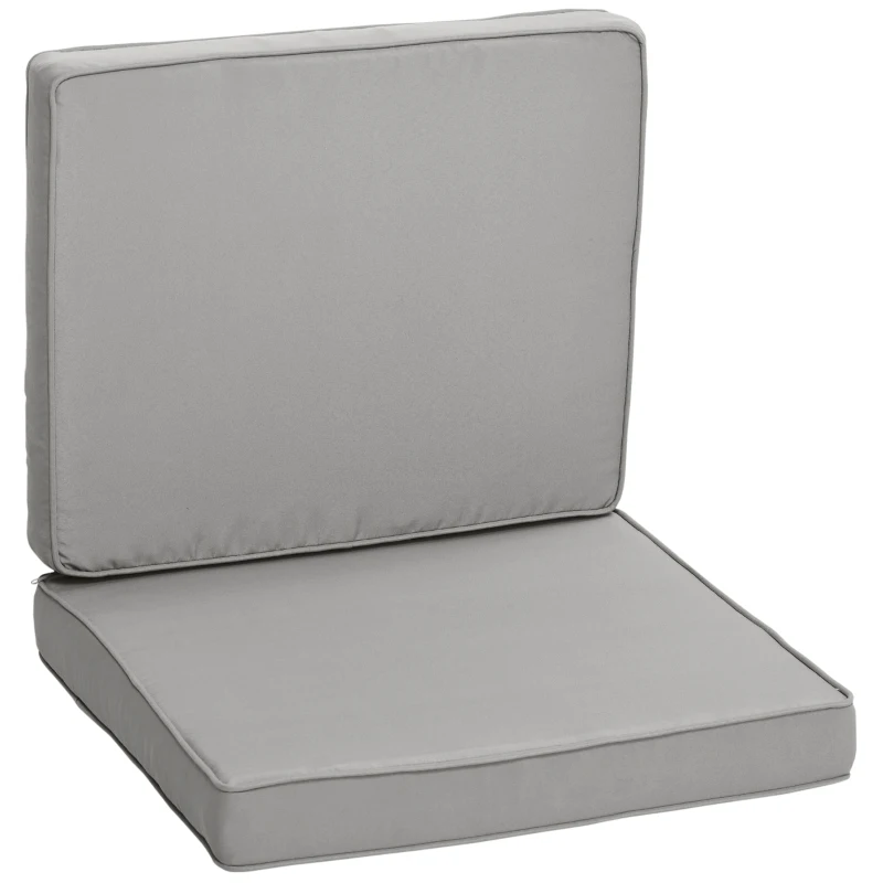 Outsunny Lot de 2 coussins de chaise coussins d'assise déhoussables coussins matelassé rembourré mousse polyester gris clair