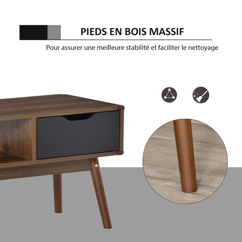 HOMCOM Meuble TV Banc TV avec rangement pour écran jusqu'à 50 pouces Support de Télévision en Bois pour Salon Chambre Aspect Noyer