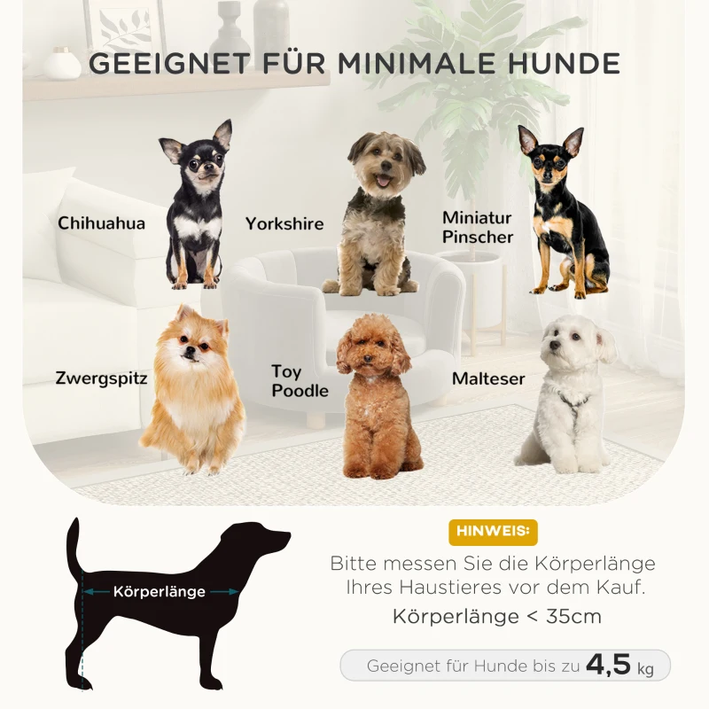 PawHut Haustierbett für Hunde und Katzen, Holzbeine, erhöht, Flanellbezug, abnehmbares Kissen, Grau