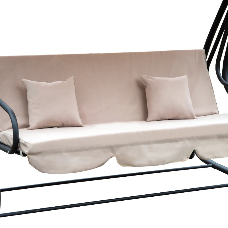 Outsunny Dondolo da Giardino 3 Posti Convertibile in Letto a Dondolo, Tetto e Struttura in Acciaio, 200x120x164cm Marrone Chiaro