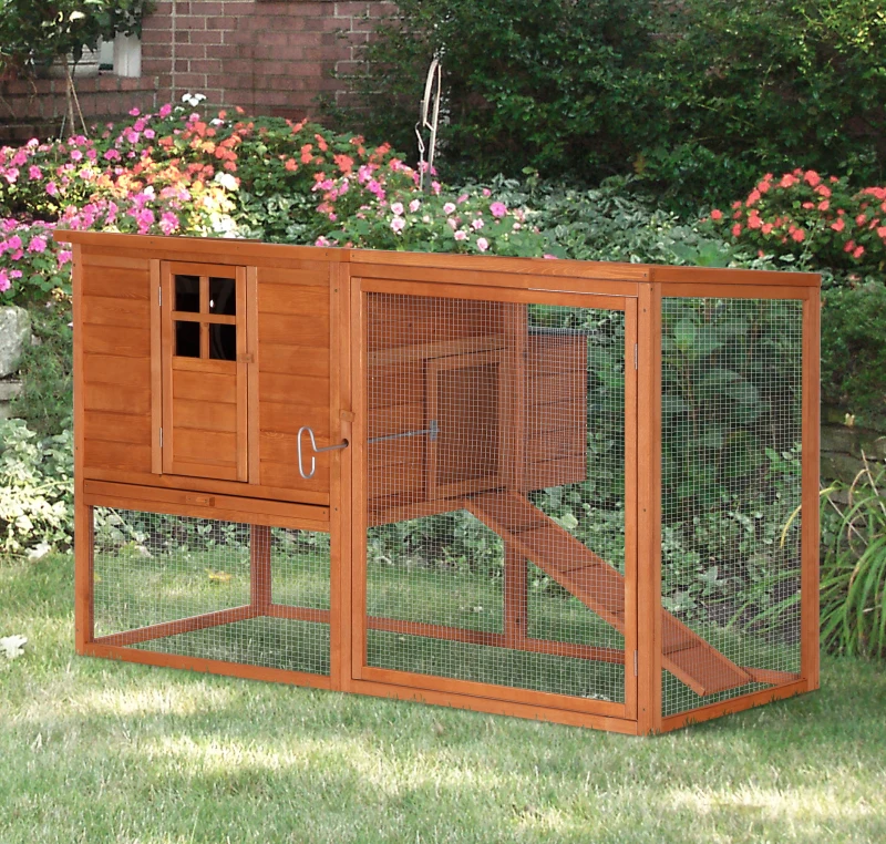 PawHut Pollaio per Galline Ovaiole da Esterno con Tetto Apribile e Recinto in Legno, 168x110.5x101.5 cm