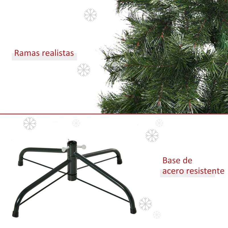 HOMCOM Árbol de Navidad Artificial 150 cm Ignífugo con 367 Ramas Hojas de PVC Decoración Navideña para Interiores Verde