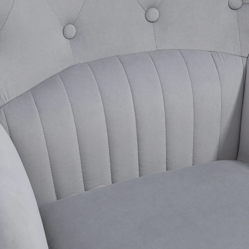 HOMCOM Butaca de Salón Sillón Individual Tapizado en Terciopelo con Respaldo Alto Estilo Moderno 68x72x103 cm Gris Claro