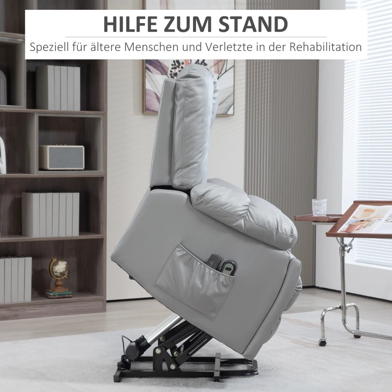 HOMCOM Massagesessel Relaxsessel Seniorensessel, Fernbedienung, Seitentaschen, 94 cm x 96 cm x 106 cm, Dunkelgrau(m-4)