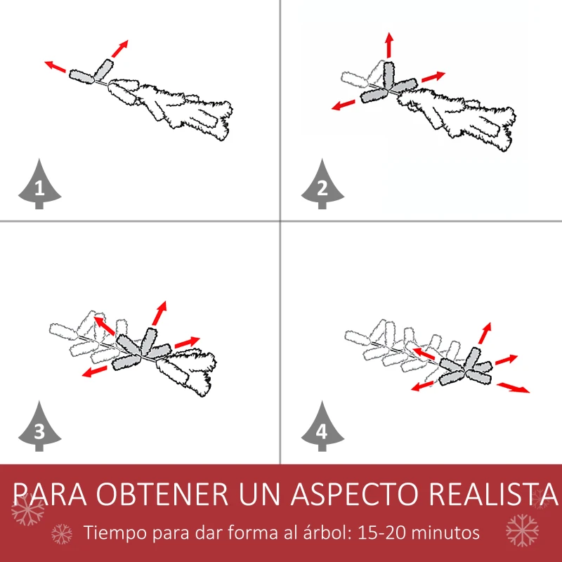 HOMCOM Árbol de Navidad Artificial 120 cm con 266 Ramas 27 Piñas y 27 Bayas Decoración Navideña para Interiores Verde
