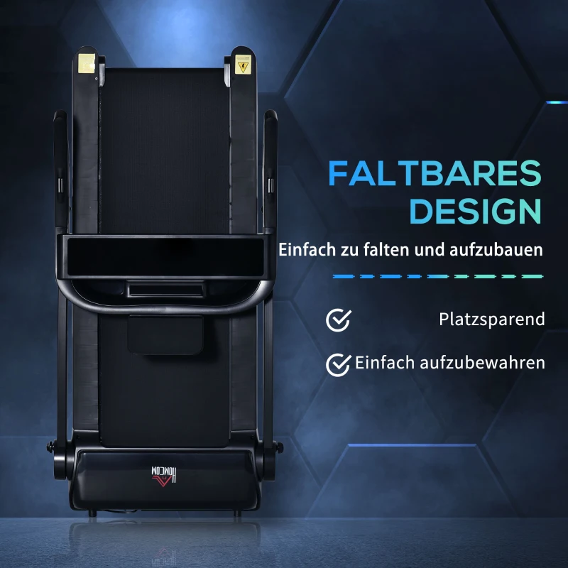 HOMCOM Laufband Klappbar elektrisch 550 W 1-12 km/h 2HP LCD-Display Handyhalterung geeignet für Home Gym Indoor Fitness leicht zu bewegen und zu lagern Schwarz 153 x 77 x 124 cm