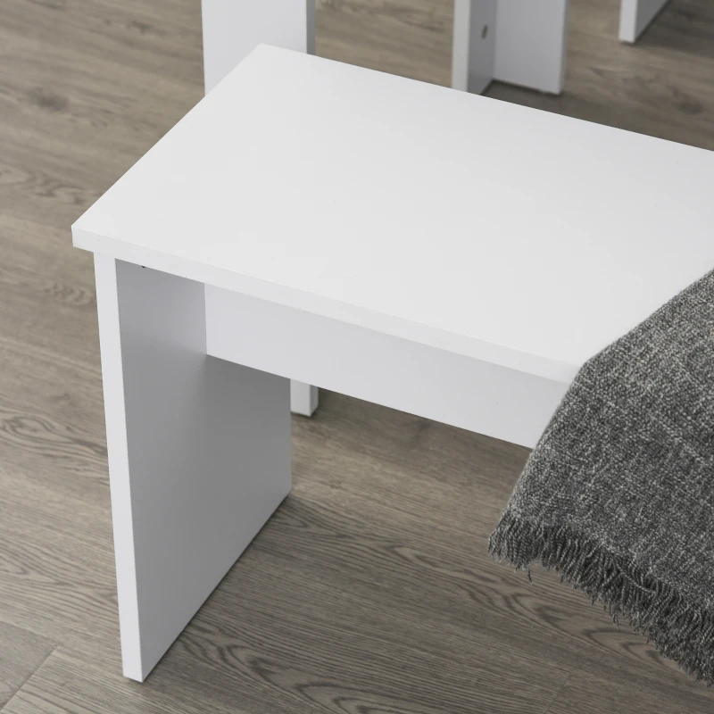 HOMCOM Essgruppe mit 2 Bänken, 3-teilige Esszimmergruppe, Küchentisch, Esszimmergarnitur Sitzgruppe Tischgruppe, Weiß, 110x70x75 cm (Tisch), 86x30x44,8 cm (Bank)