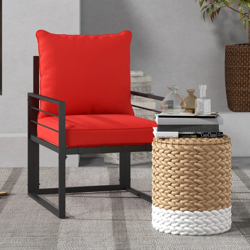 Outsunny Lot de 2 coussins matelas assise dossier pour chaise de jardin chaise longue intérieur et extérieur polyester rouge