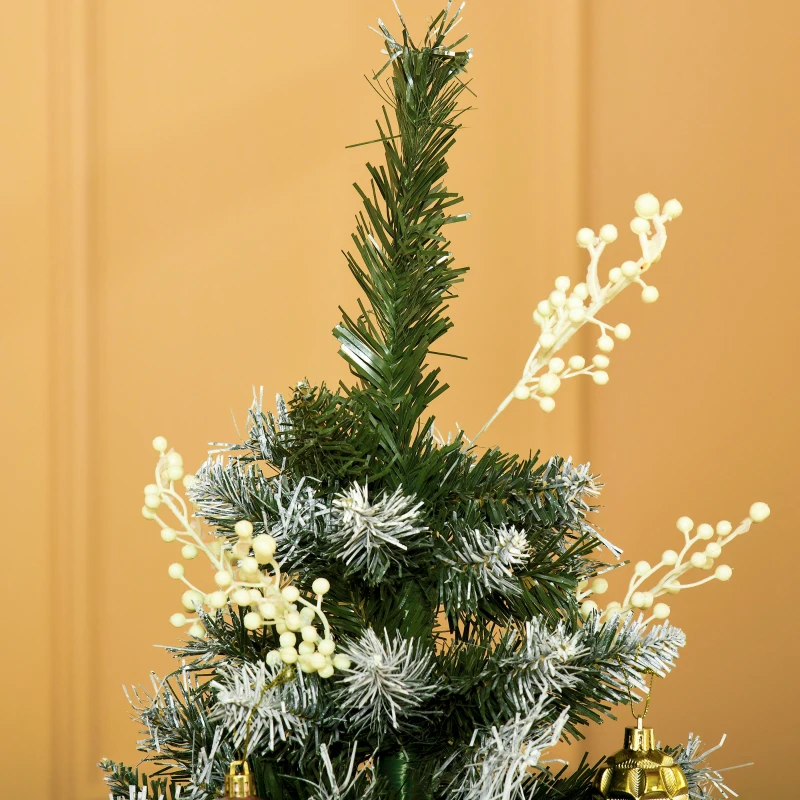 HOMCOM Albero di Natale Innevato 150cm con Bacche Decorative Bianche, Base Rimovibile Pieghevole, 378 Rami, Verde